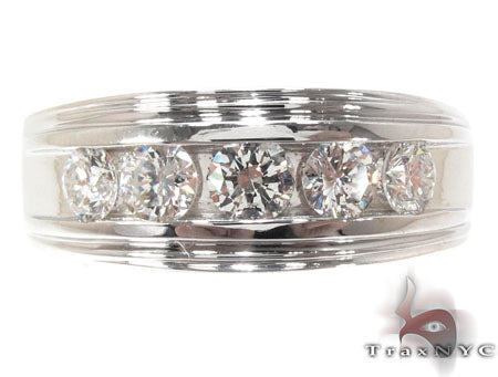 Mens White Gold Channel Diamond Ring 21041 - Image 2