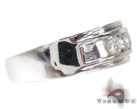Mens White Gold Channel Diamond Ring 21041 - Image 4