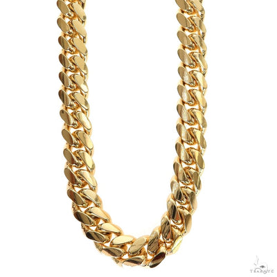 Miami Cuban Chain 10k Yellow Gold   28 Inches 10mm 46357 - Image 1