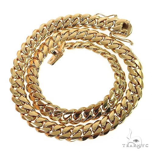 Miami Cuban Chain 10k Yellow Gold   18 Inches 12mm 46078 - Image 4