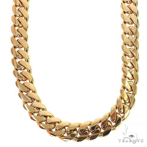 Miami Cuban Chain 10k Yellow Gold   34 Inches 12mm 46534 - Image 1