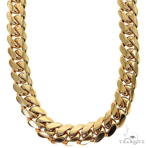 Miami Cuban Chain 10k Yellow Gold   22 Inches 15mm 46204 - Image 1