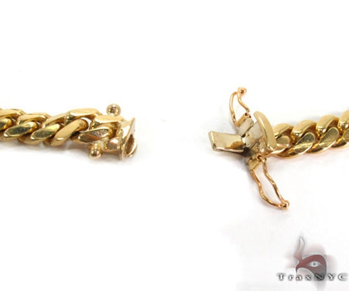 Miami Cuban Chain 10k Yellow Gold   32 Inches 13mm 46483 - Image 4