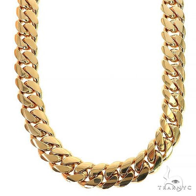 Miami Cuban Chain 14k Yellow Gold   22 Inches 12mm 46193 - Image 1