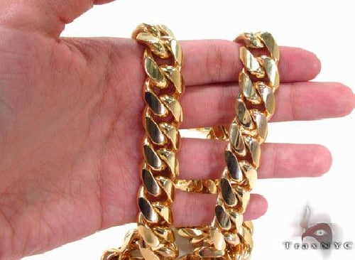 10k Yellow Gold Solid Miami Cuban Link Chain 30 Inches 15.5mm   63736 - Image 6