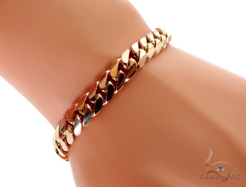 Miami Cuban Link 14K Rose Gold Bracelet 64619 - Image 8