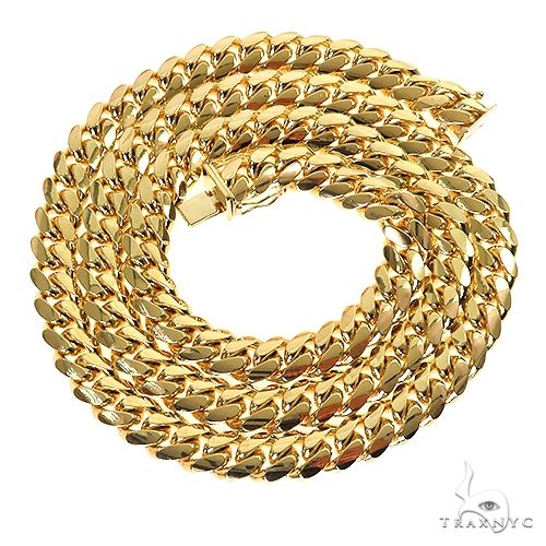 14k Yellow Gold Solid Miami Cuban Link Chain 28 Inches 9mm   32397 - Image 3