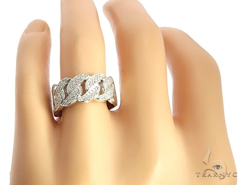 14K Gold Miami Cuban Link Diamond Ring 65031 - Image 6