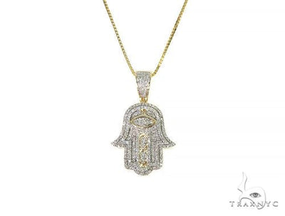 10K Gold Diamond Hamsa Pendant Set 66286 - Image 1