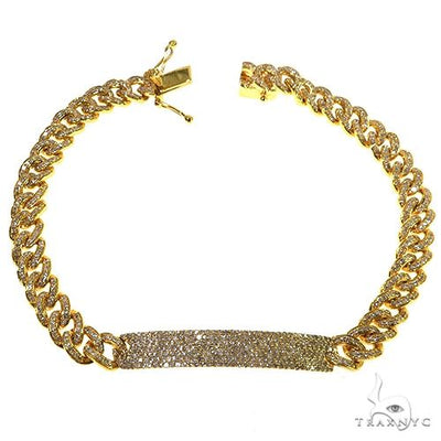 Micro Pave Diamond Plate Miami Cuban Links Iced Out Bracelet 7 Inches 68136 - Image 1