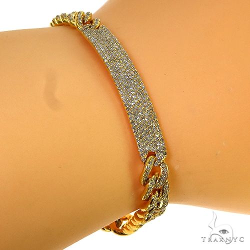 Micro Pave Diamond Plate Miami Cuban Links Iced Out Bracelet 7 Inches 68136 - Image 2
