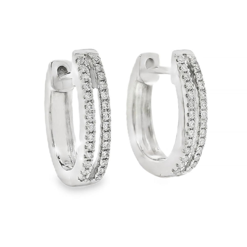 Mini Diamond Double Row Huggie Hoops 70699 - Image 2