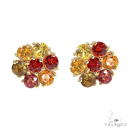 Mini Fire Sapphire Flower Earrings 66899 - Image 1