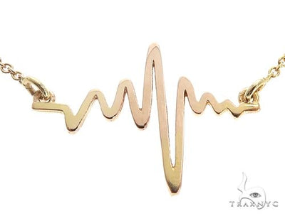Mini Heartbeat Pendant Necklace in 14k Yellow Gold 64904 - Image 1
