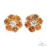 Mini Orange Sapphire Diamond Flower Earrings 66901 - Image 1
