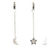 Moon and Star Diamond Earrings Necklace Set 45207 - Image 2