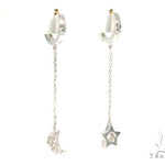 Moon and Star Diamond Earrings Necklace Set 45207 - Image 3