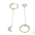 Moon and Star Diamond Earrings Necklace Set 45207 - Image 4