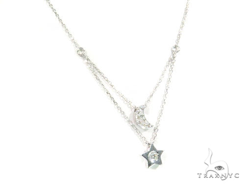 Moon and Star Diamond Earrings Necklace Set 45207 - Image 7