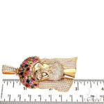 Multi Color Sapphire Crown Diamond Jesus Pendant 67396 - Image 6