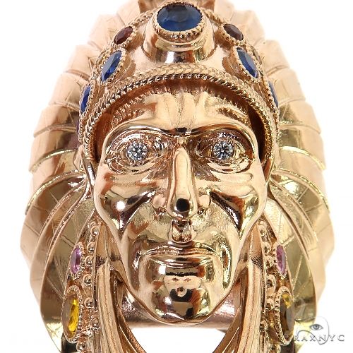 Multi Color Sapphire Indian Head Pendant 68885 - Image 4