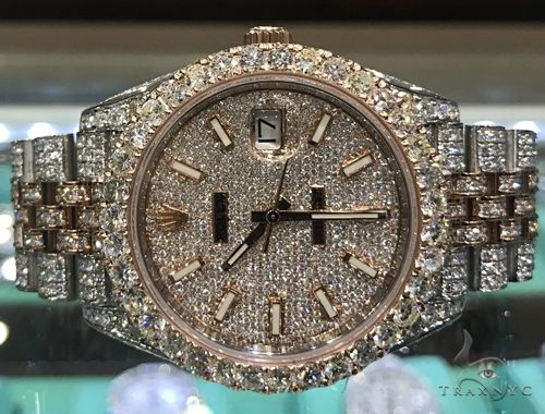 New Model Fully Iced Rolex Datejust 41mm Steel and 18K Everose Gold Jubilee Men's Watch 63895 - Image 3