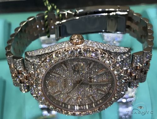 New Model Fully Iced Rolex Datejust 41mm Steel and 18K Everose Gold Jubilee Men's Watch 63895 - Image 4