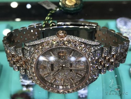 New Model Fully Iced Rolex Datejust 41mm Steel and 18K Everose Gold Jubilee Men's Watch 63895 - Image 6