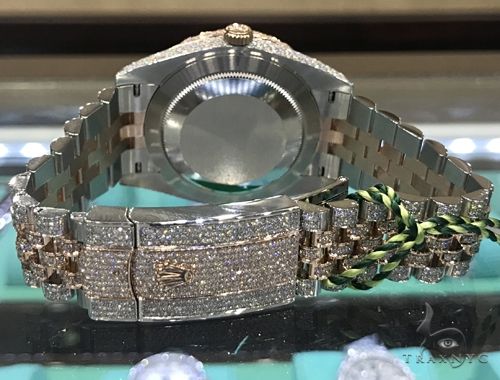 New Model Fully Iced Rolex Datejust 41mm Steel and 18K Everose Gold Jubilee Men's Watch 63895 - Image 7