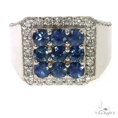 Ocean Blue 3x3 Sapphire Diamond Ring 67320 - Image 1