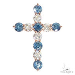 Ocean Blue Sapphire Diamond Cross 66992 - Image 2