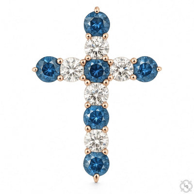 Ocean Blue Sapphire Diamond Cross 66992 - Image 1