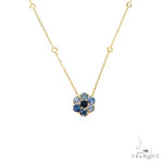 Ocean Blue Sapphire Flower Necklace 67219 - Image 1
