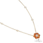 Orange Sapphire Diamond Flower Necklace 67231 - Image 2