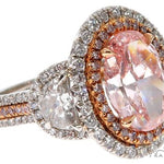 Oval Cut Fancy Pink Diamond Halo Engagement Ring 64567 - Image 1