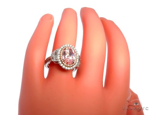Oval Cut Fancy Pink Diamond Halo Engagement Ring 64567 - Image 10