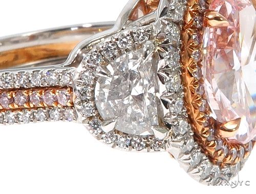 Oval Cut Fancy Pink Diamond Halo Engagement Ring 64567 - Image 5