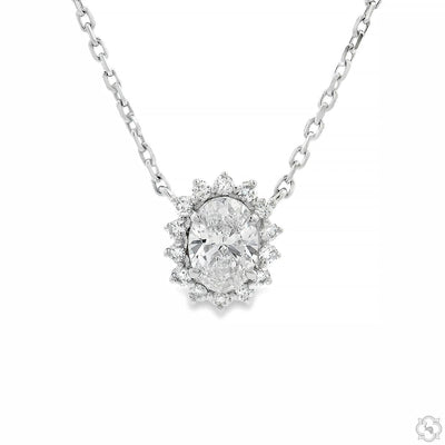 Oval Halo Diamond Necklace 70755 - Image 1