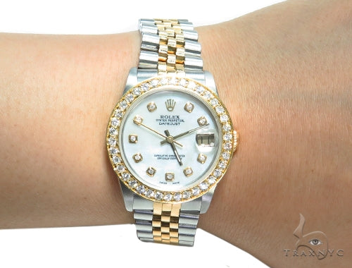Pave Diamond Datejust Rolex Watch 41588 - Image 11