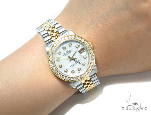 Pave Diamond Datejust Rolex Watch 41588 - Image 12