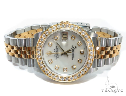 Pave Diamond Datejust Rolex Watch 41588 - Image 5