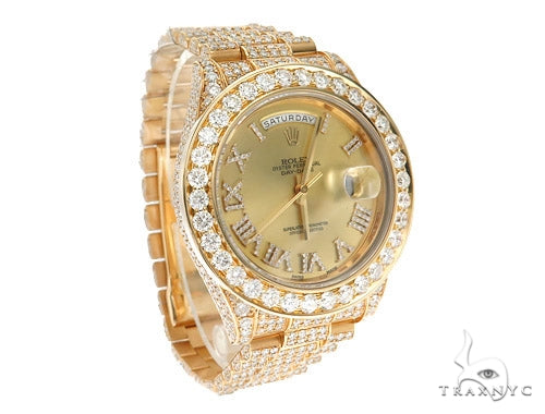 Pave Diamond Rolex Day Date Watch 42350 - Image 3
