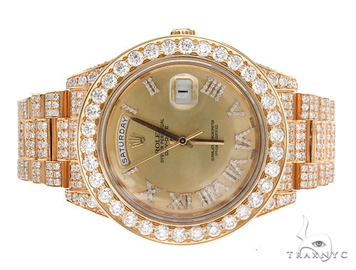 Pave Diamond Rolex Day Date Watch 42350 - Image 4