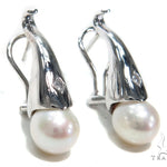 Pearl Diamond Hoop Earrings 40832 - Image 2