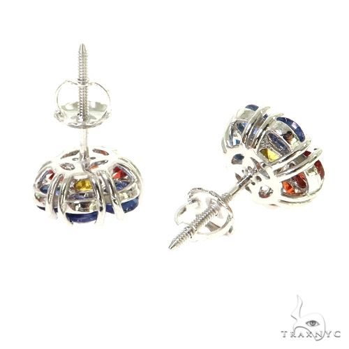 Philippines Flag Sapphire Flower Earrings 67481 - Image 3