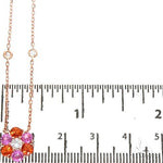Pink Orange Sapphire Diamond Flower Necklace 67230 - Image 6