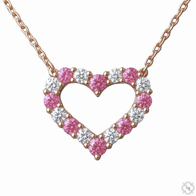 Pink Sapphire Diamond Heart Necklace 67483 - Image 1