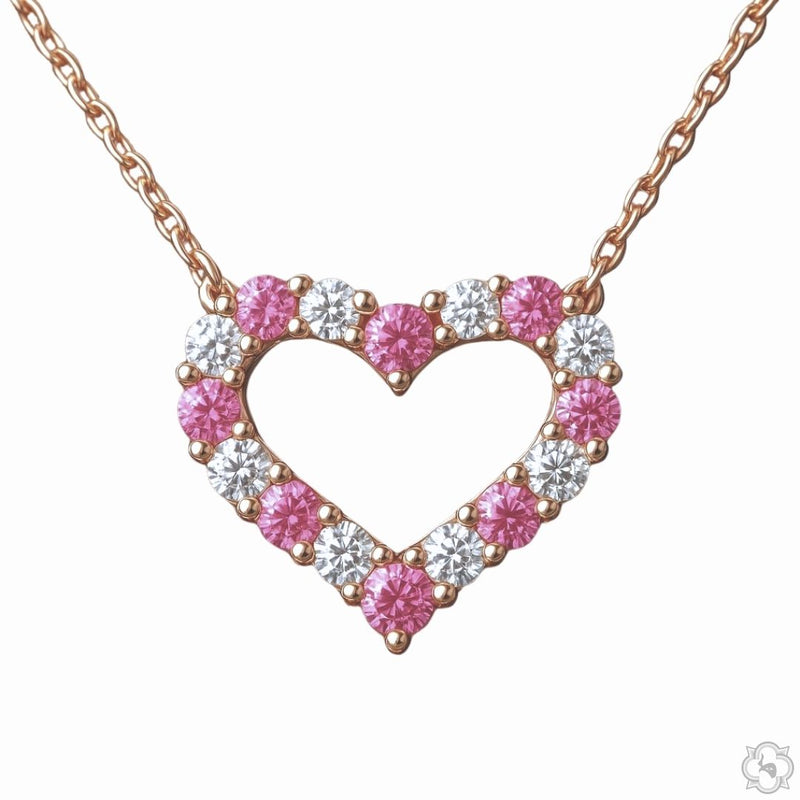 Pink Sapphire Diamond Heart Necklace 67483 - Image 1