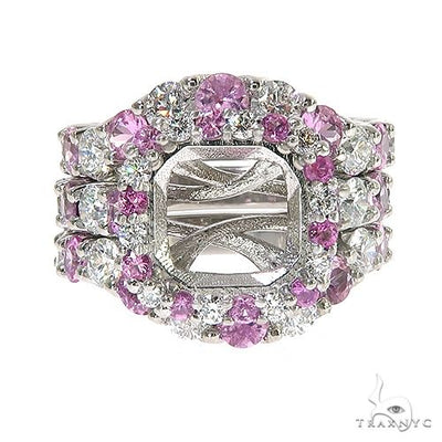 Pink Sapphire Diamond Platinum Engagement Ring Set 67170 - Image 1