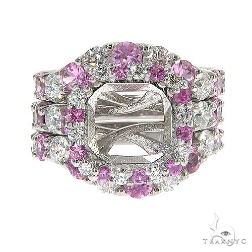 Pink Sapphire Diamond Platinum Engagement Ring Set 67170 - Image 1